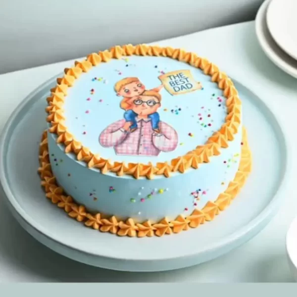 Blue Frosted Cream Cake for Father